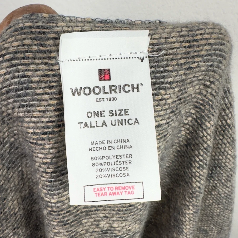 Woolrich Poncho Womens OS Grey Leopard Print Open Front Draped Fringe Boho Shawl